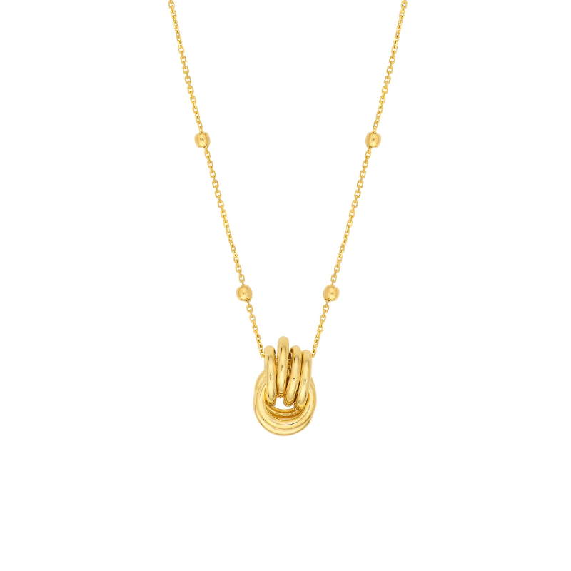 14K Yellow Gold Circle Links Pendant On Chain